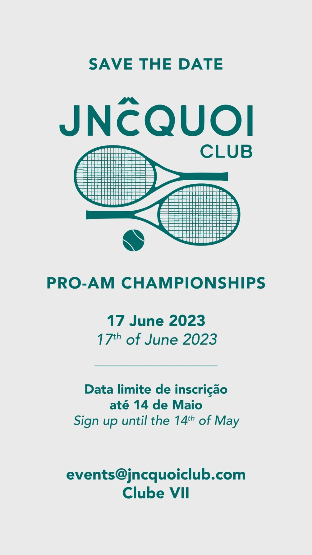 SAVE THE DATE - JNcQUOI PRO-AM CHAMPIONSHIPS - 3rd Edition 